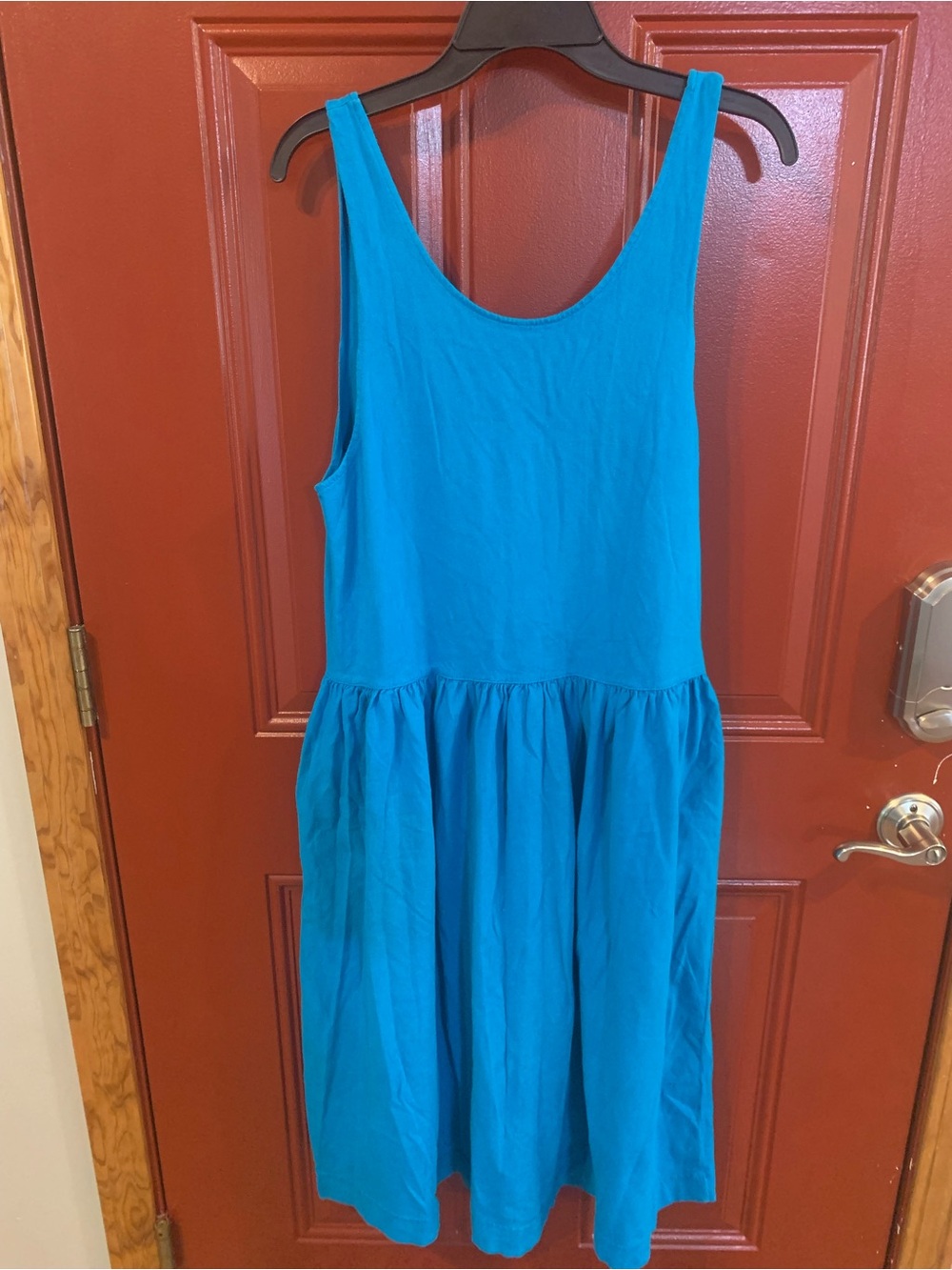 Vintage 90s Spirit Activewear Santa Fe Turquoise Scoop Neck Pockets Dress